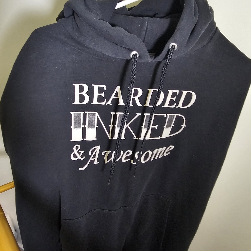 Black Graphic Hoodie, Cotton XXL